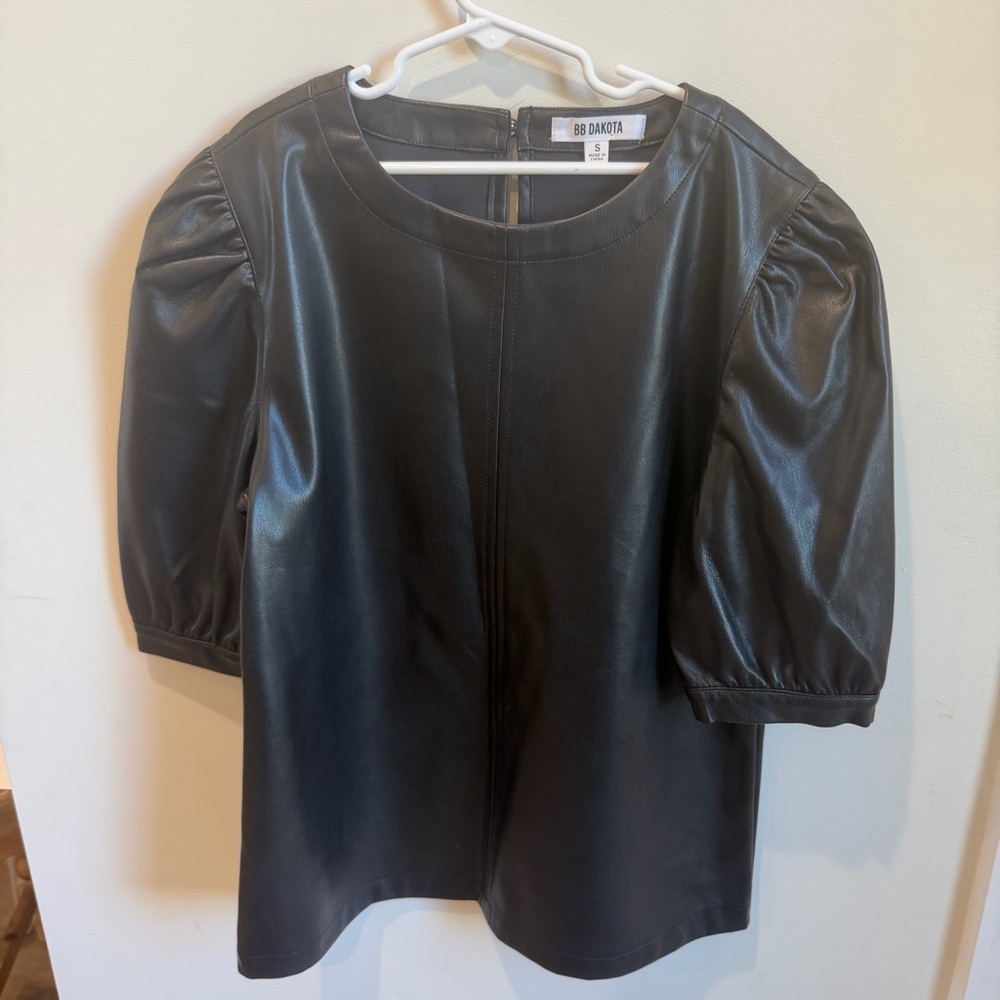BB Dakota Black Faux it Up Leather Top